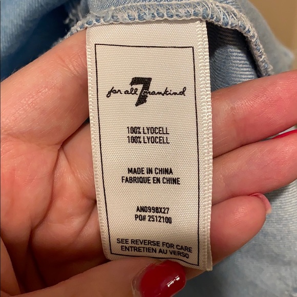 7 For All Mankind Lace Up Chambray denim mini tunic shirt dress light wash M - Picture 10 of 14